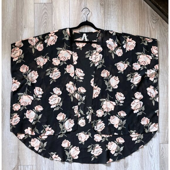 Live 4 Truth Sheer Dark Floral Kimono Cover Up Womens Extra Large Festival Boho - Picture 8 of 13